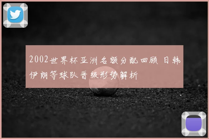 2002世界杯亚洲名额分配回顾 日韩伊朗等球队晋级形势解析